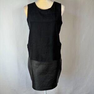 Parker Grace Skirt Dress Women S Black Leather Silk Sleeveless Cut Out Back Edgy